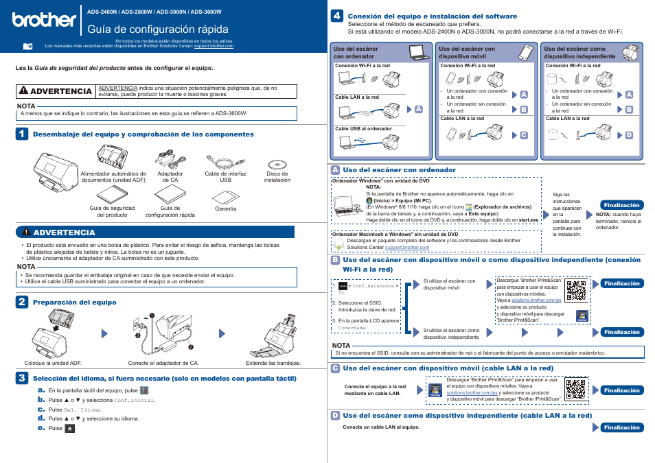 Brother ADS-2400N User Manual | 1 page