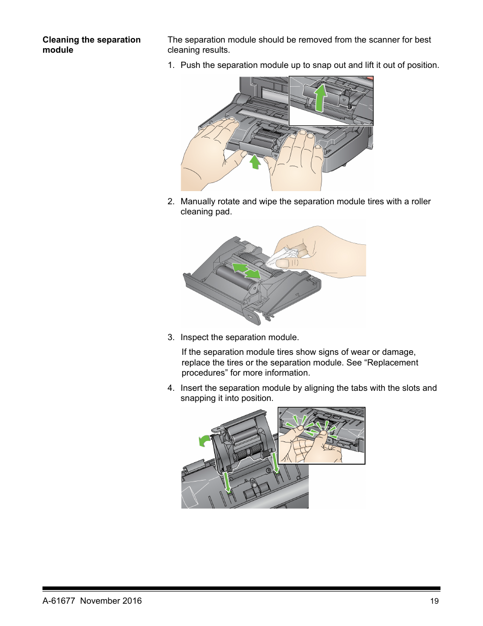 Cleaning the separation module | Kodak i2420 User Manual | Page 25 / 48