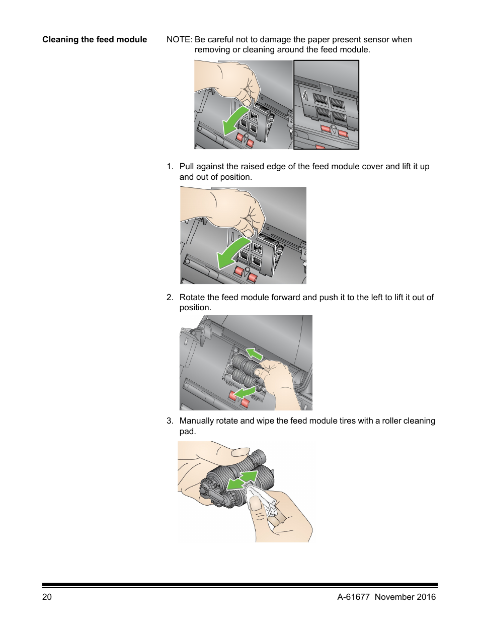 Cleaning the feed module | Kodak i2420 User Manual | Page 26 / 48
