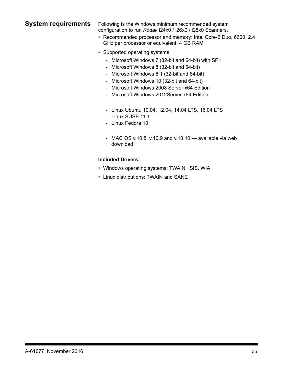 System requirements | Kodak i2420 User Manual | Page 41 / 48