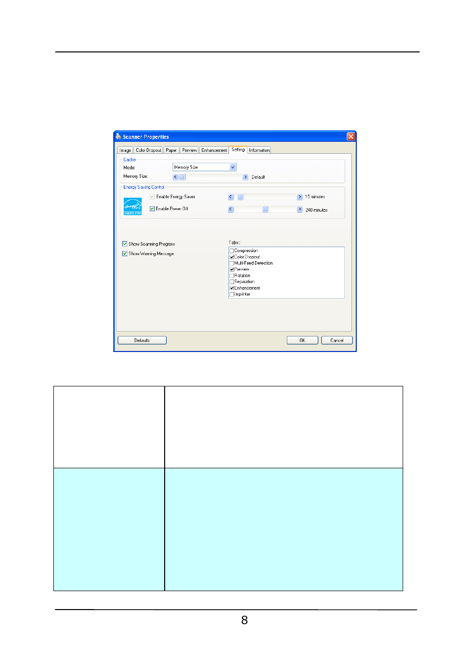 12 the setting tab, The setting tab | Avision AD260 User Manual | Page 101 / 132