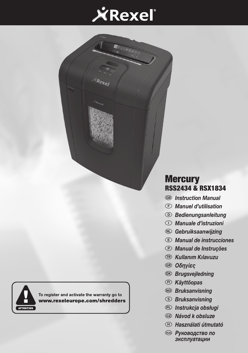 Rexel Mercury RSX1834 User Manual | 42 pages