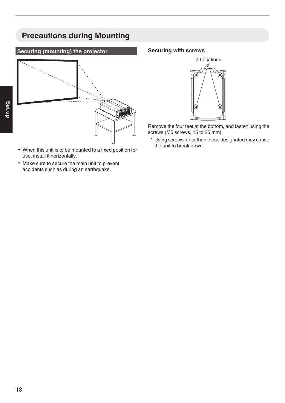Precautions during mounting | JVC DLA-Z1 User Manual | Page 18 / 80