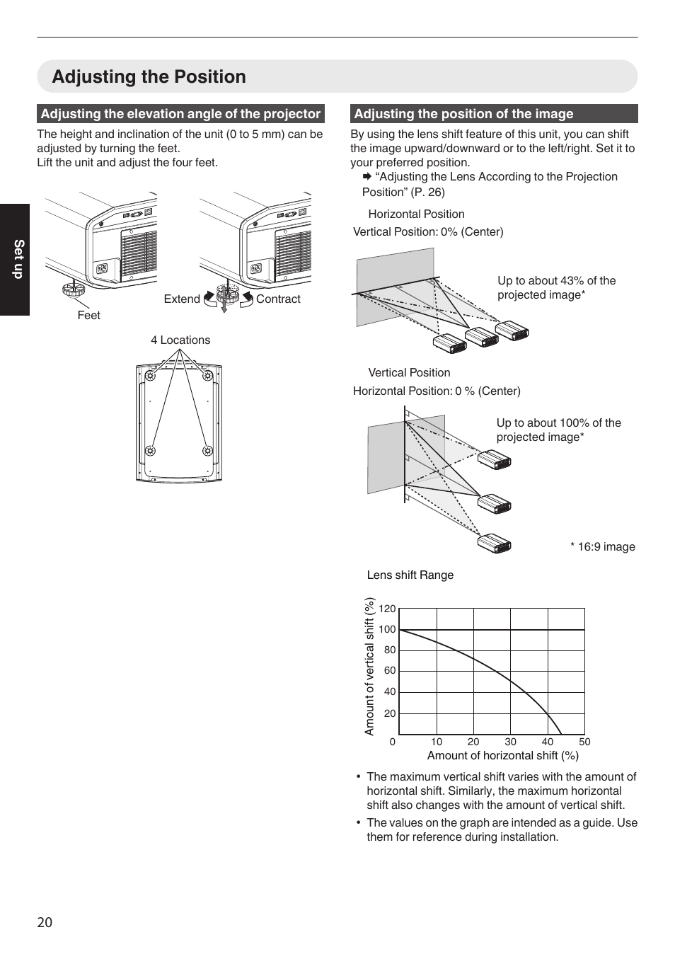 Adjusting the position | JVC DLA-Z1 User Manual | Page 20 / 80