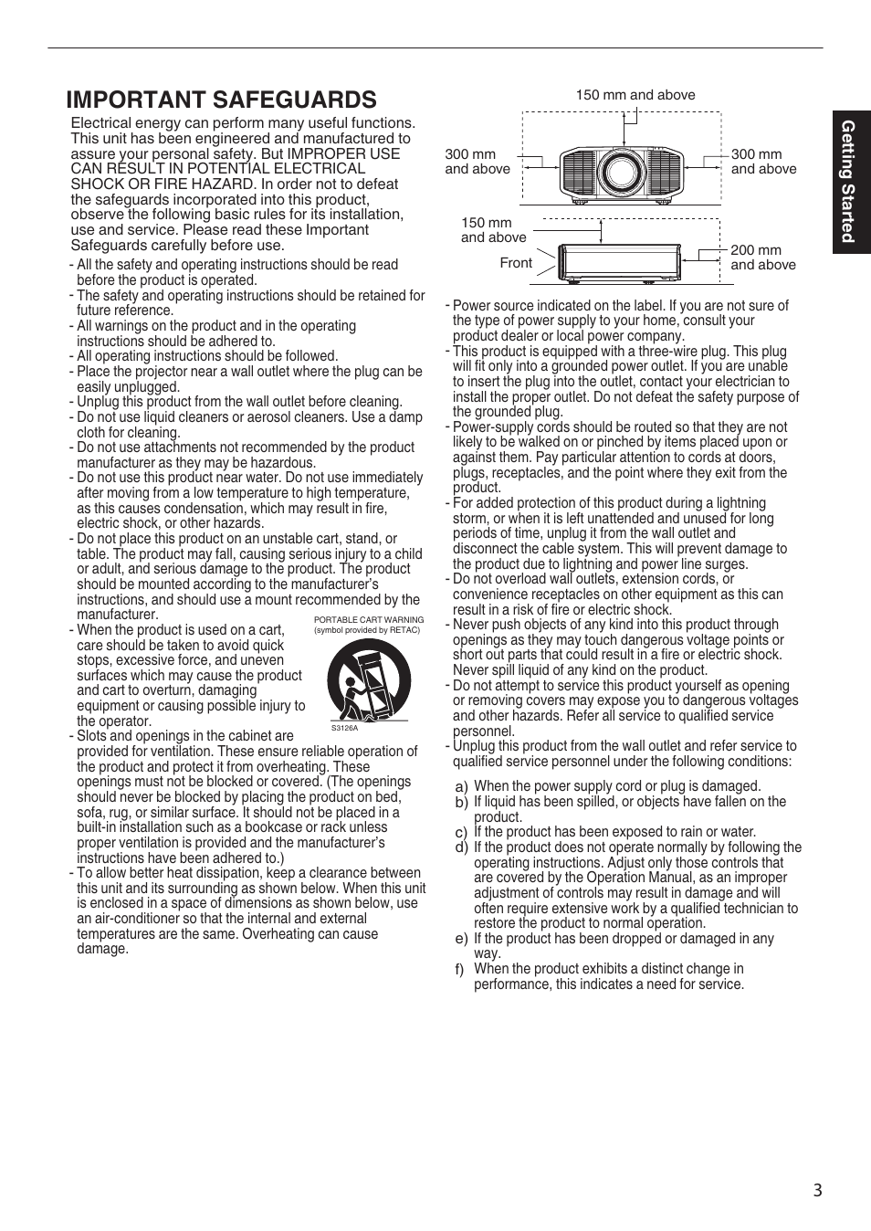 Important safeguards | JVC DLA-Z1 User Manual | Page 3 / 80