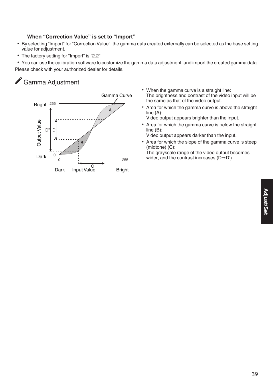 Gamma adjustment | JVC DLA-Z1 User Manual | Page 39 / 80