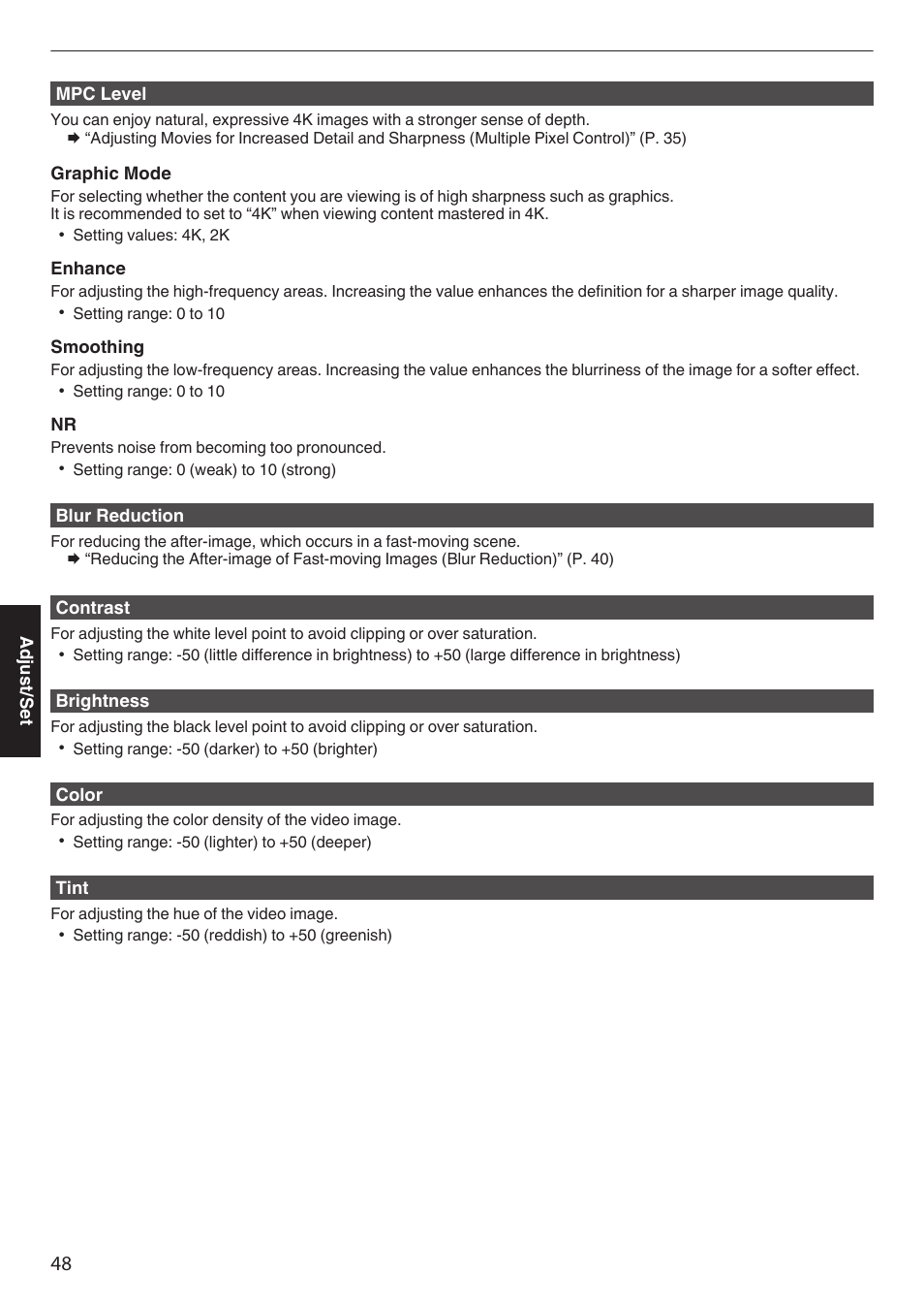 P. 48), P. 48 | JVC DLA-Z1 User Manual | Page 48 / 80