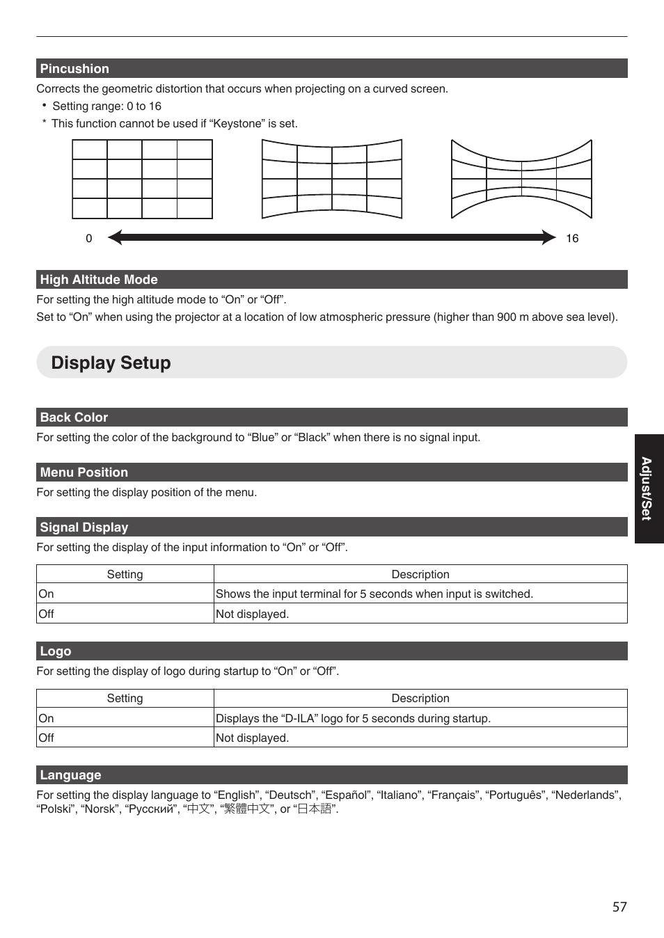 Display setup, P. 57 | JVC DLA-Z1 User Manual | Page 57 / 80