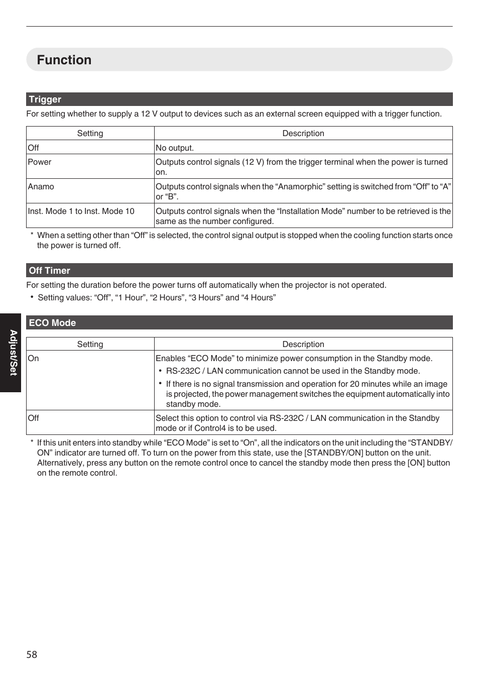 Function, P. 58), P. 58 | JVC DLA-Z1 User Manual | Page 58 / 80