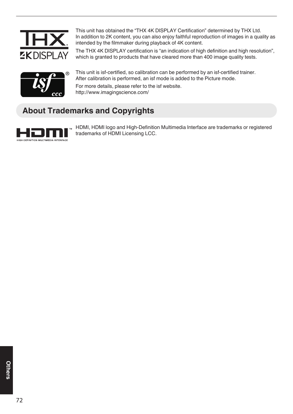 About trademarks and copyrights | JVC DLA-Z1 User Manual | Page 72 / 80