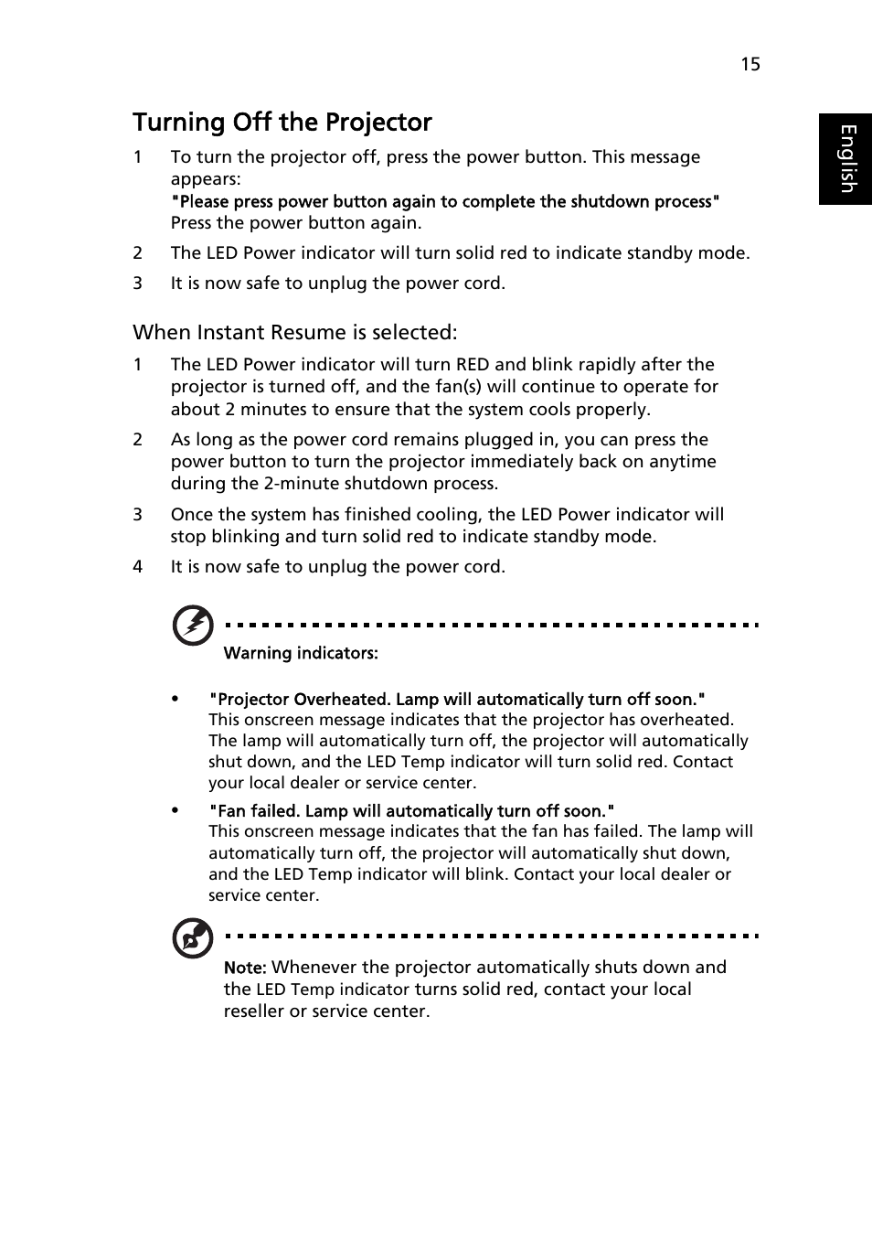 Turning off the projector | Acer P1623 User Manual | Page 25 / 84