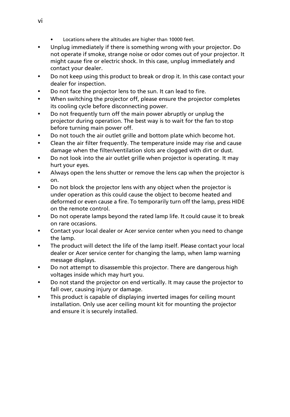 Acer P1623 User Manual | Page 6 / 84