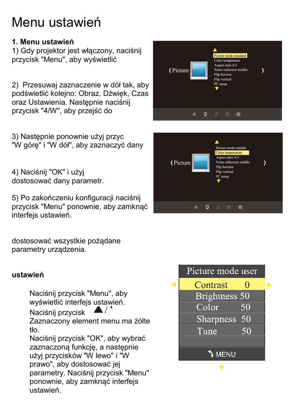 Menu ustawień | Overmax Multipic 3.1 User Manual | Page 24 / 88