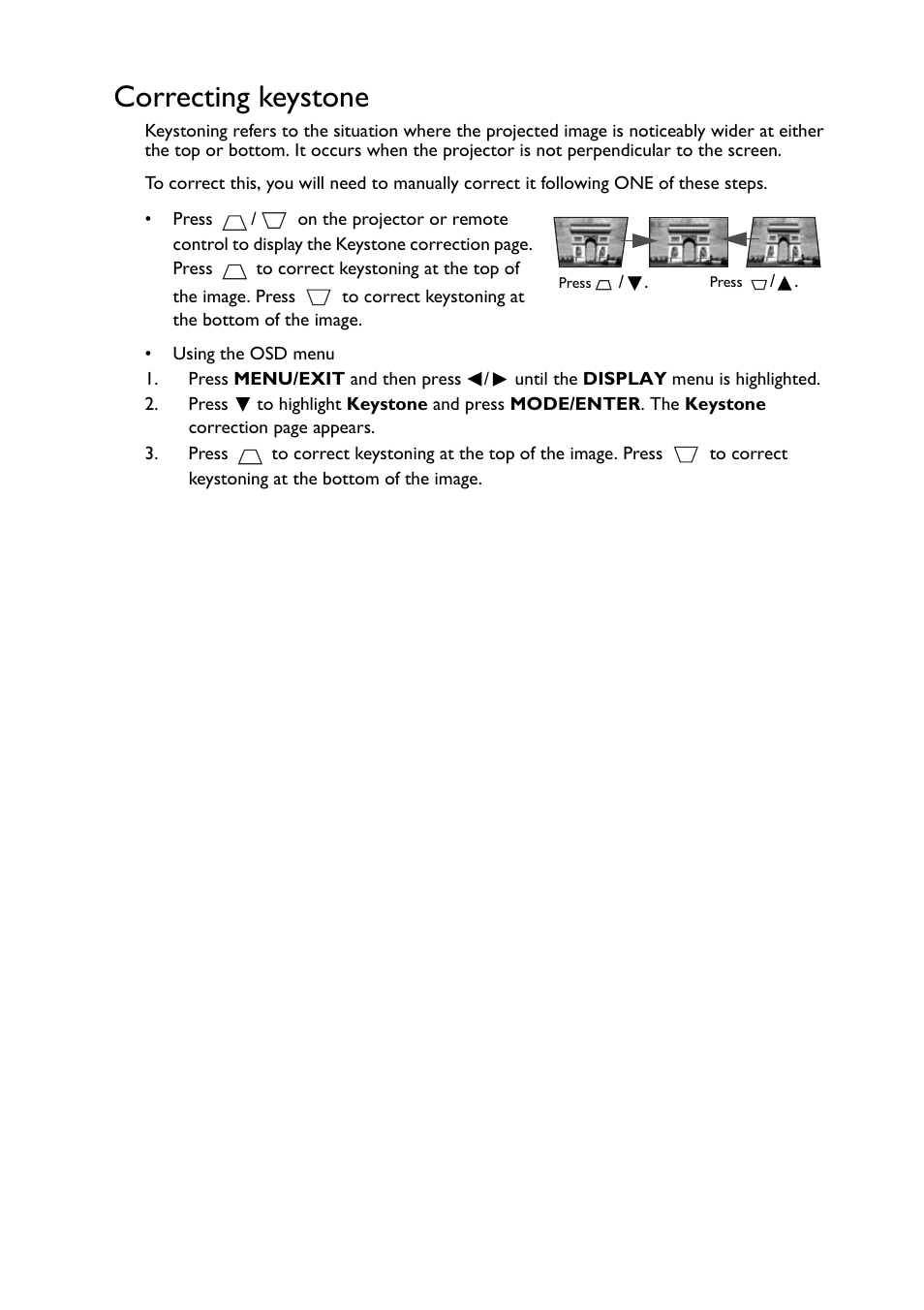 Correcting keystone | BenQ TH530 User Manual | Page 20 / 60