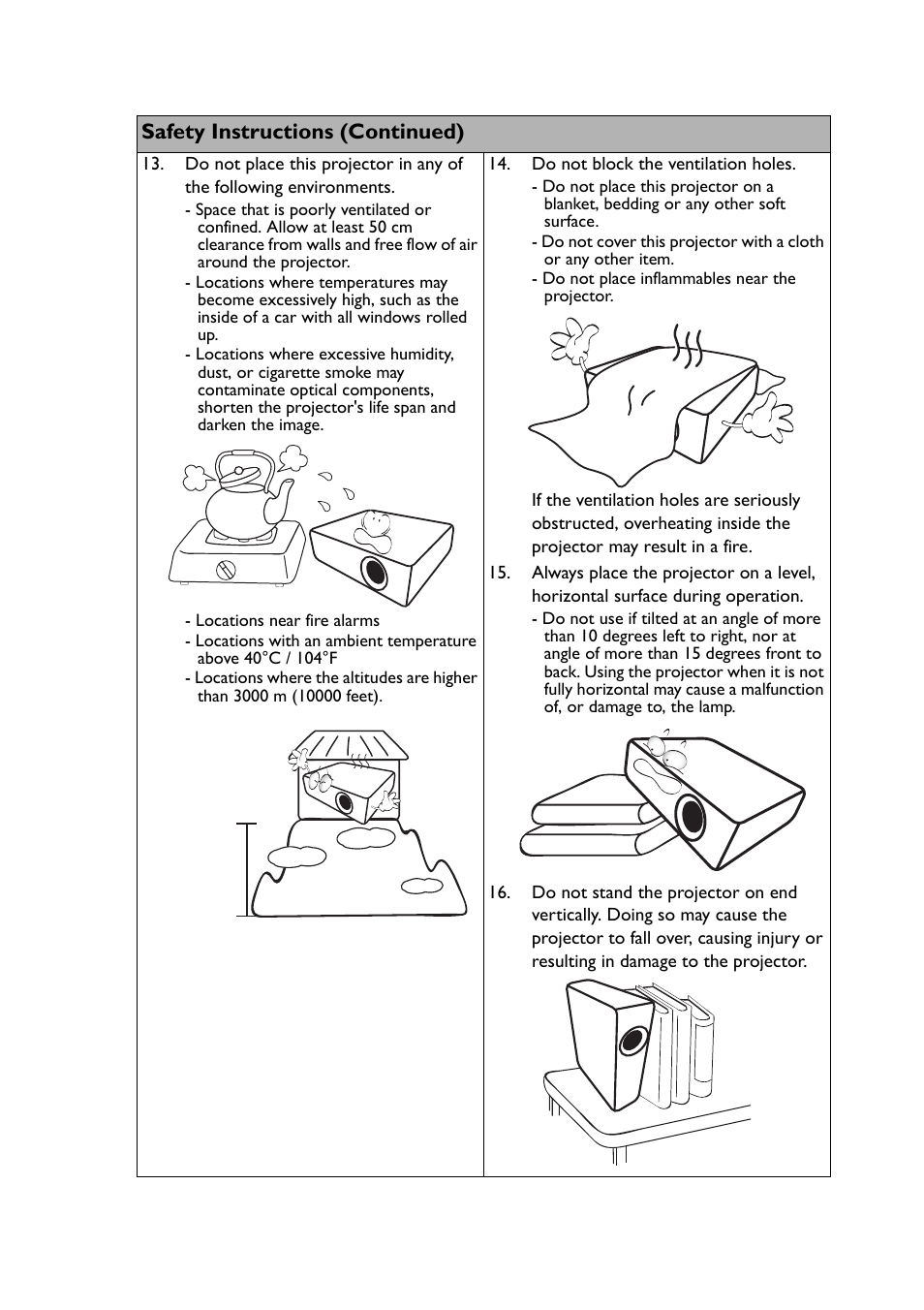 Safety instructions (continued) | BenQ TH530 User Manual | Page 5 / 60