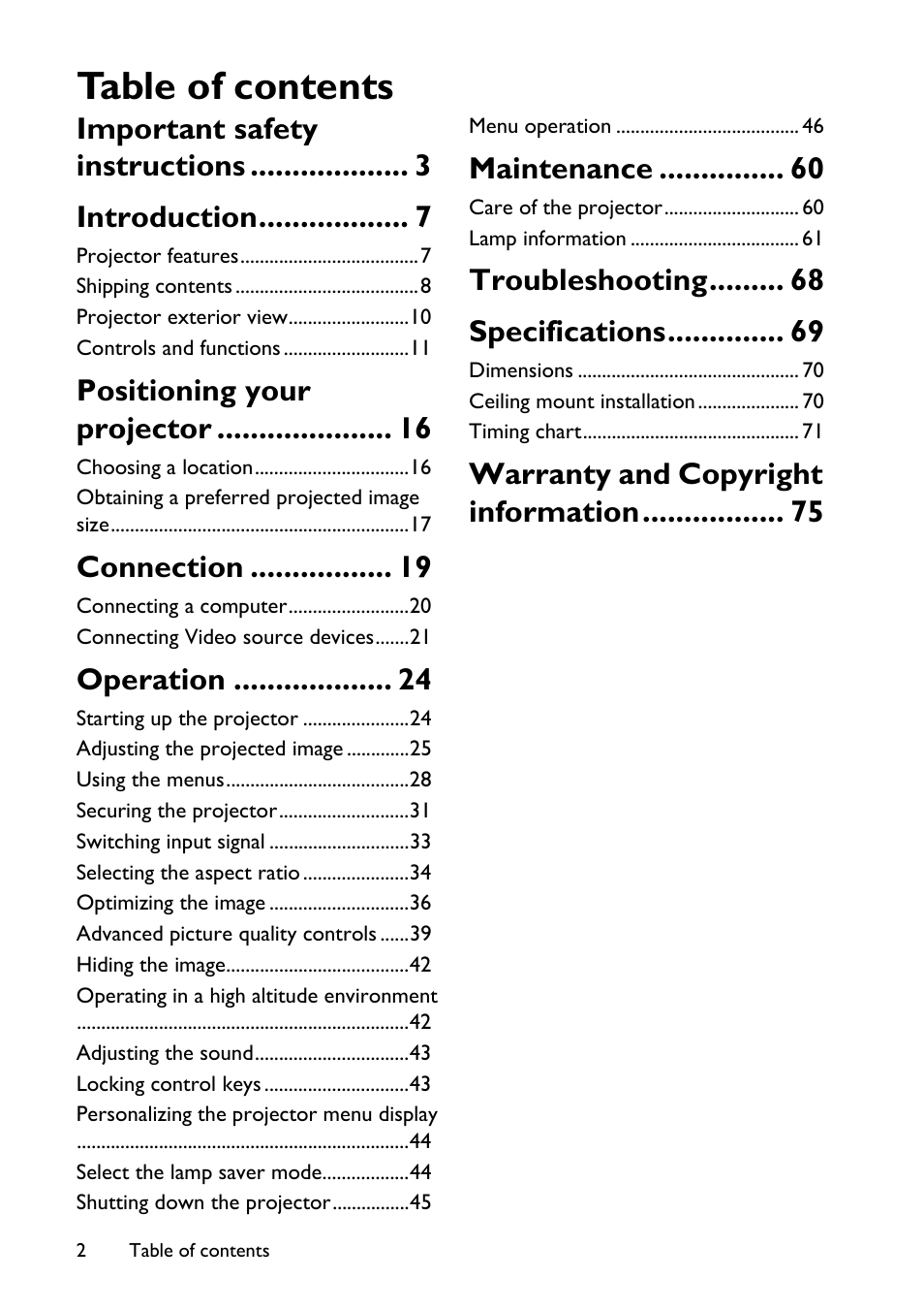 BenQ TH670s User Manual | Page 2 / 75