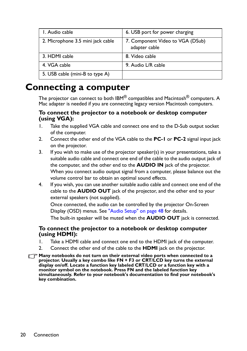 Connecting a computer | BenQ TH670s User Manual | Page 20 / 75
