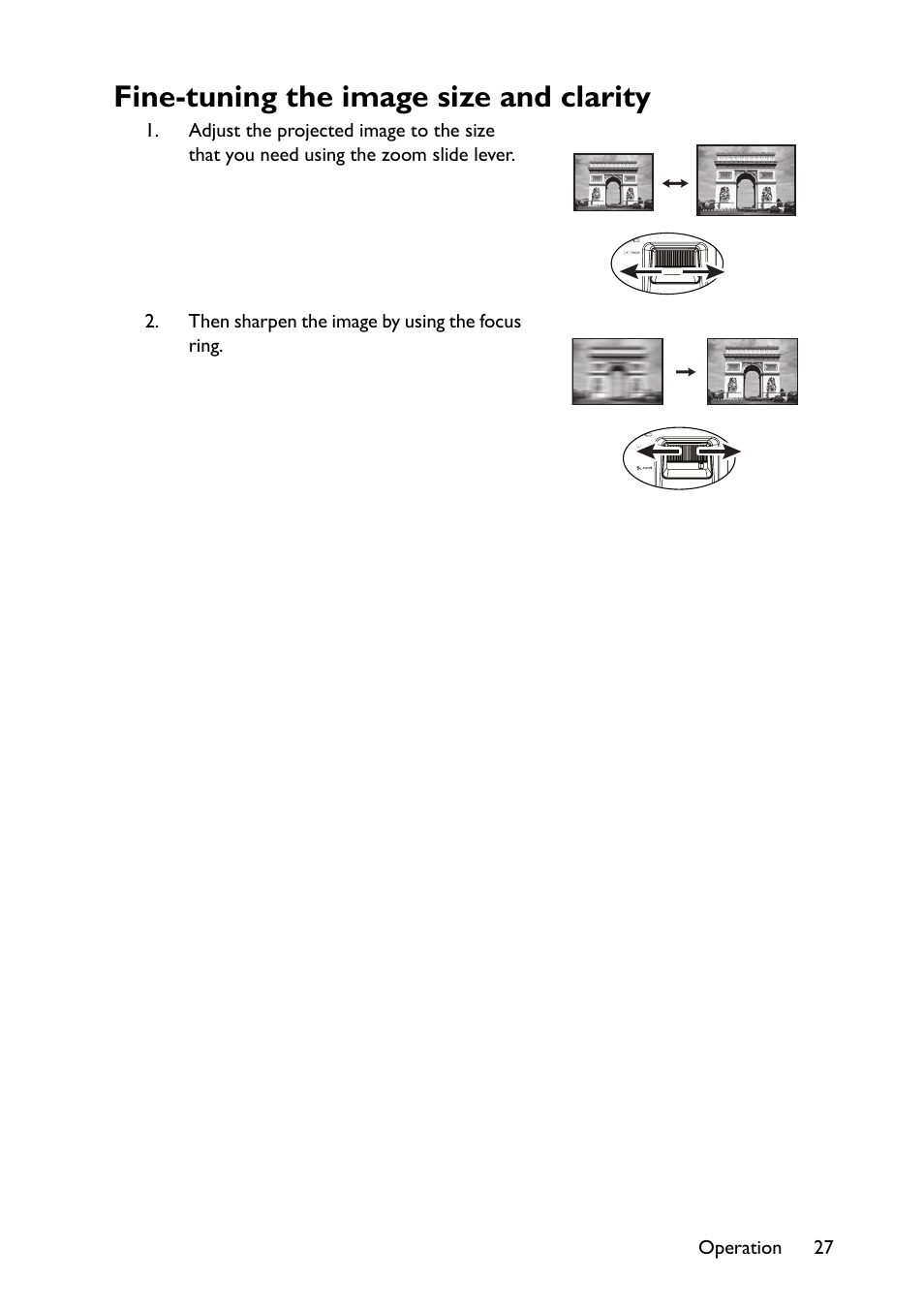 Fine-tuning the image size and clarity | BenQ TH670s User Manual | Page 27 / 75