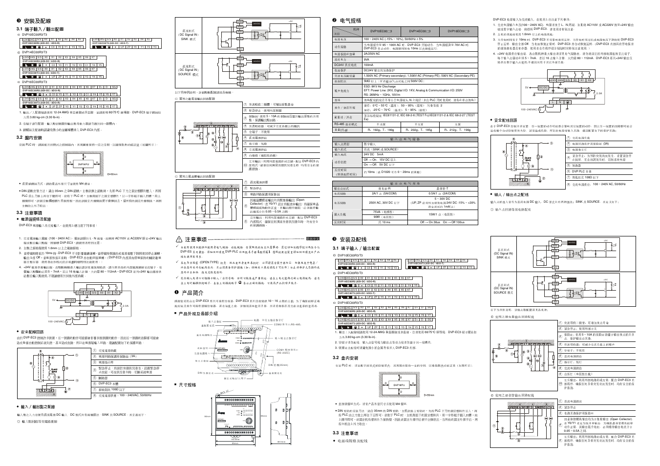 8di-dc / 8do-r, D + d - s g y 6 y 7, Com1 com2 | Delta Electronics Programmable Logic Controller DVP-EC3 User Manual | Page 2 / 2
