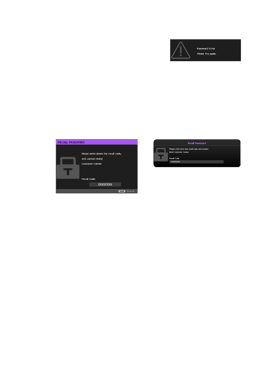 If you forget the password, Entering the password recall procedure | BenQ TH683 User Manual | Page 40 / 75