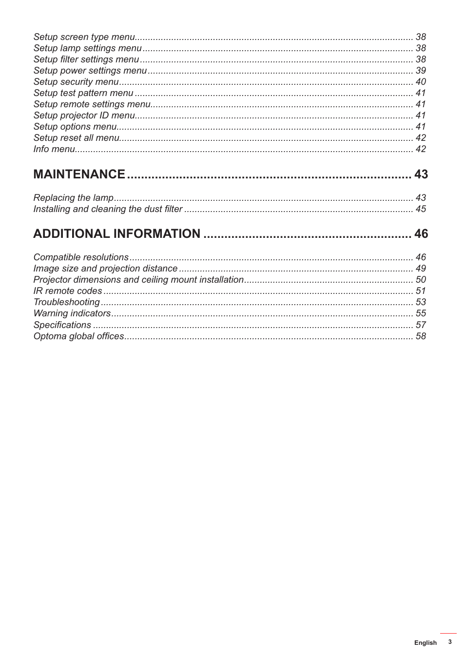 Maintenance, Additional information | Optoma DS349 User Manual | Page 3 / 59