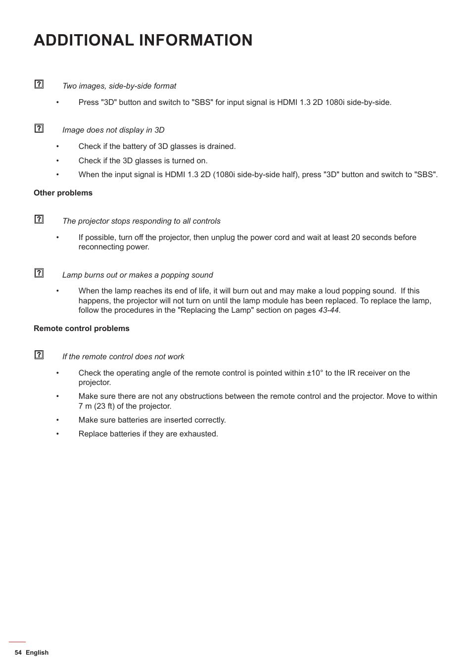 Additional information | Optoma DS349 User Manual | Page 54 / 59