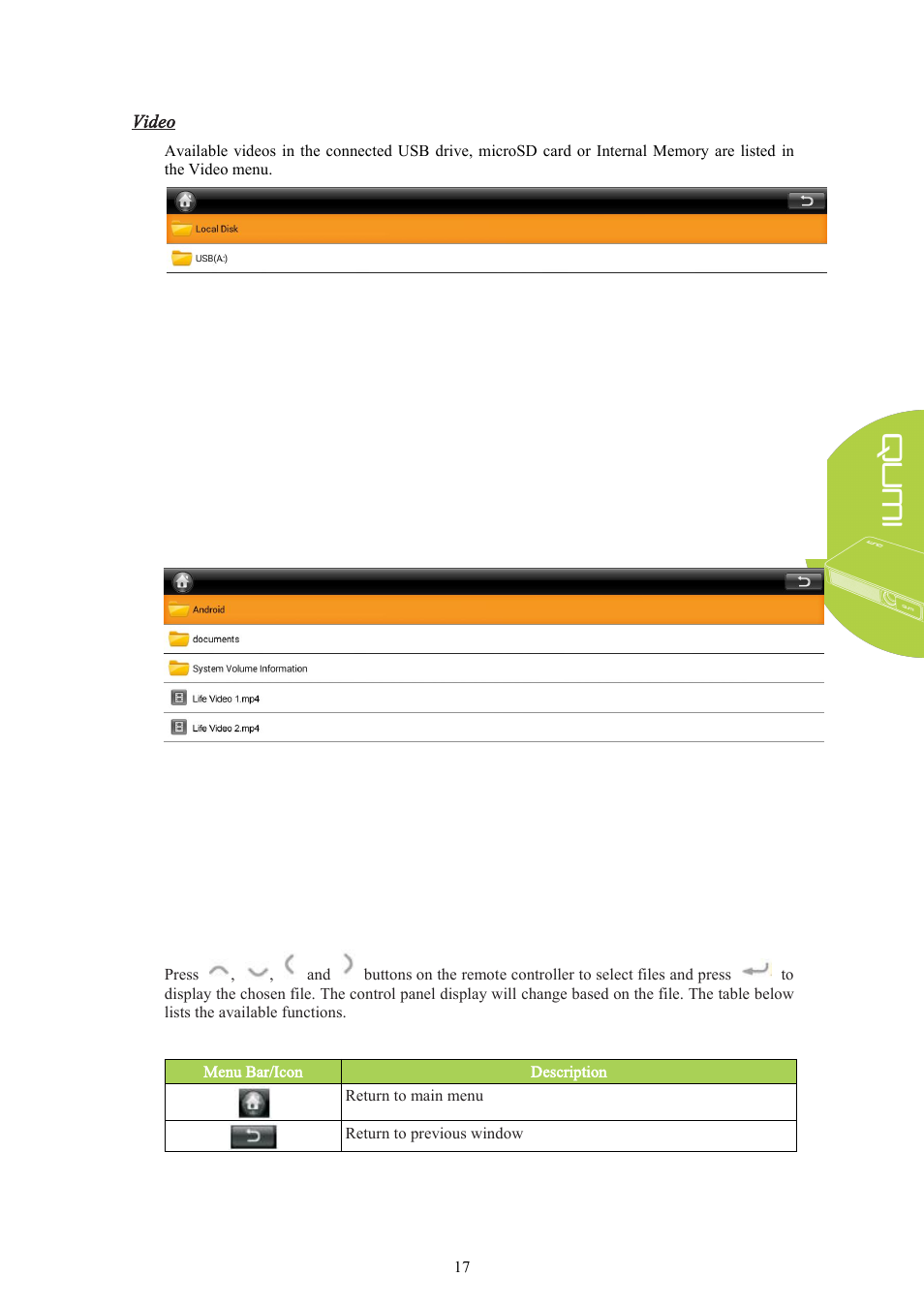 Video | Vivitek Qumi Q3 Plus User Manual | Page 23 / 52