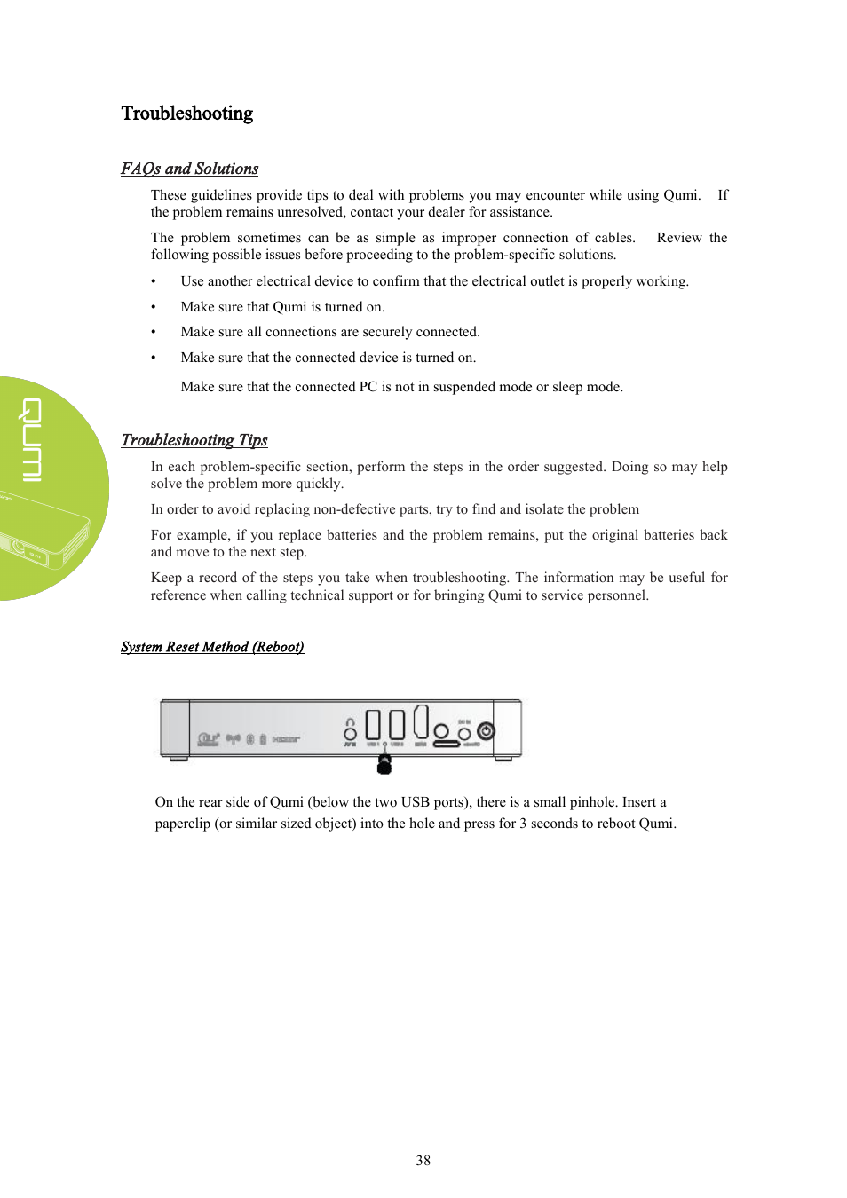Troubleshooting | Vivitek Qumi Q3 Plus User Manual | Page 44 / 52