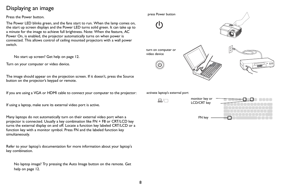 Displaying an image | InFocus SP1080 User Manual | Page 9 / 35