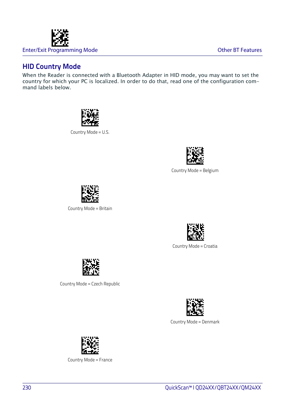 Hid country mode | Datalogic QuickScan I QD2400 User Manual | Page 240 / 324