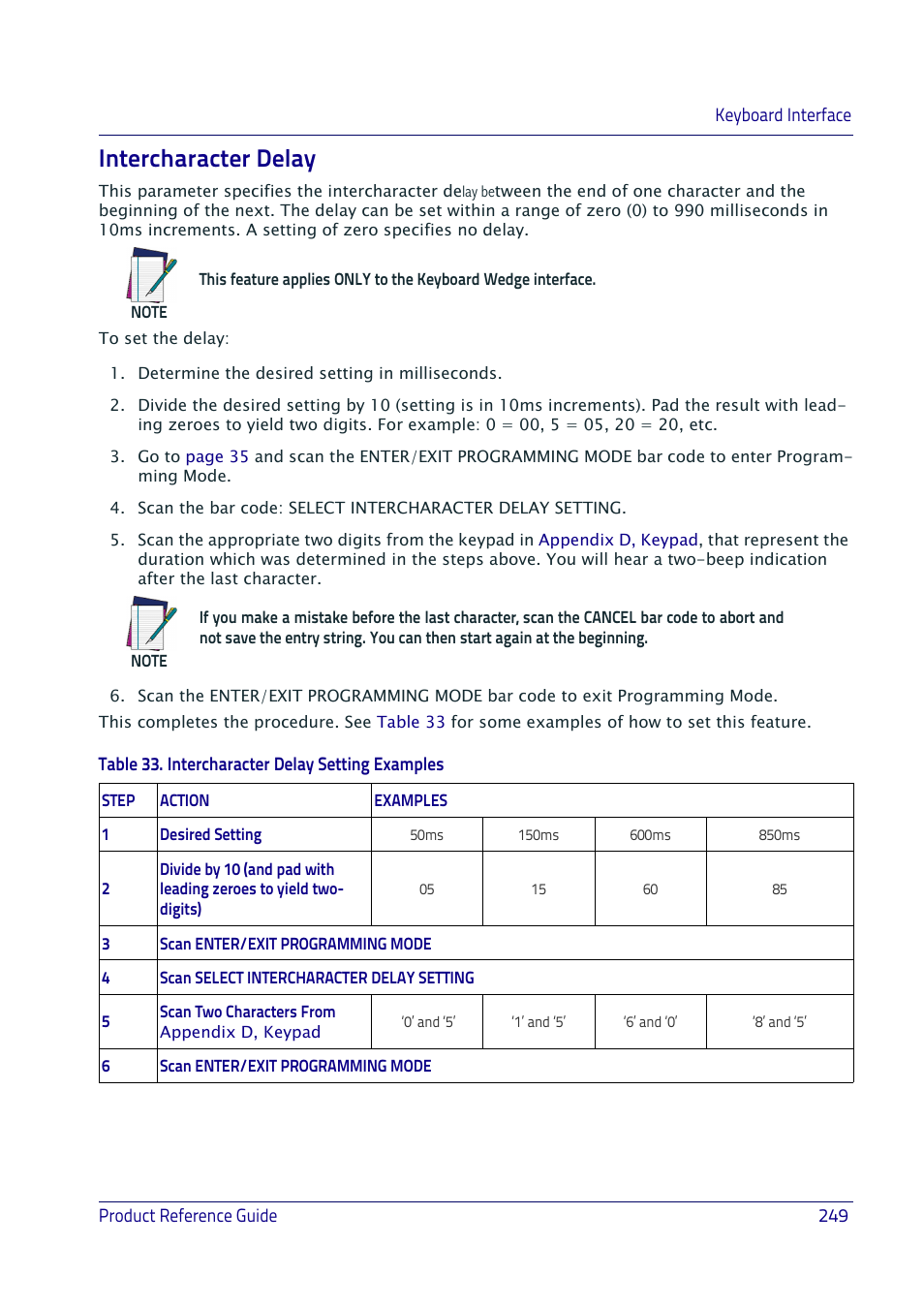 Intercharacter delay, Globa, Led duration | Stand mode off time | Datalogic QuickScan I QD2400 User Manual | Page 259 / 324