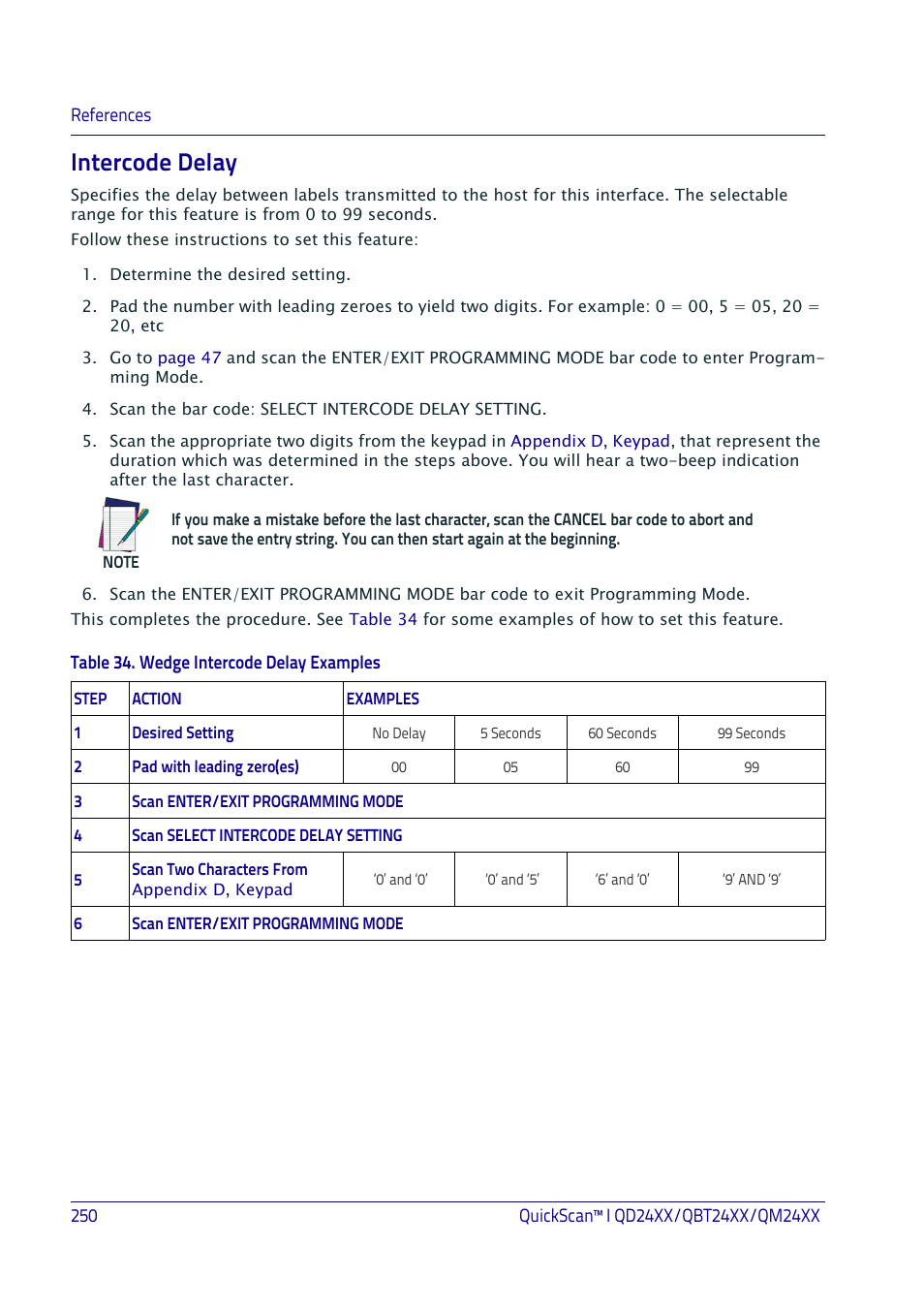 Intercode delay, Label i, Scan | Datalogic QuickScan I QD2400 User Manual | Page 260 / 324