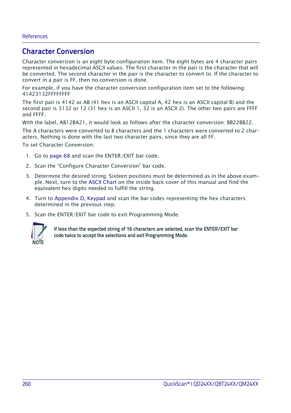 Character conversion | Datalogic QuickScan I QD2400 User Manual | Page 270 / 324