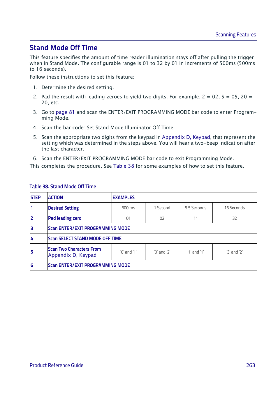 Stand mode off time | Datalogic QuickScan I QD2400 User Manual | Page 273 / 324