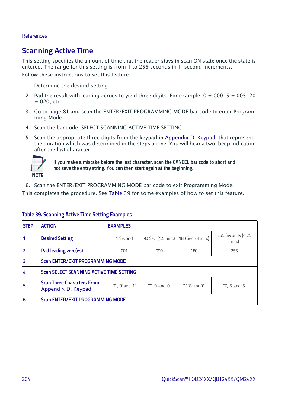 Scanning active time, Ning active time, Has elapsed | Scanning, Active time | Datalogic QuickScan I QD2400 User Manual | Page 274 / 324