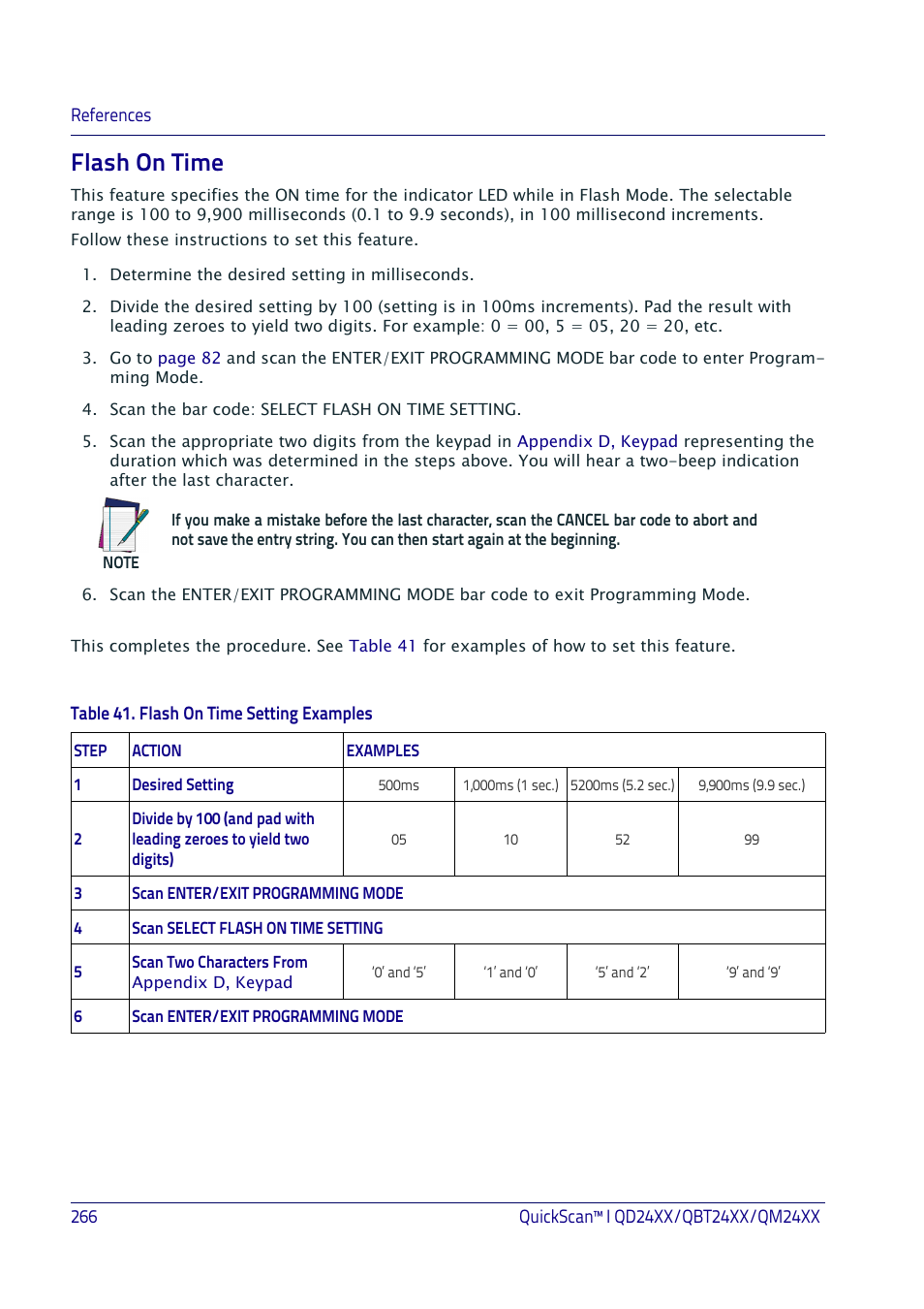 Flash on time | Datalogic QuickScan I QD2400 User Manual | Page 276 / 324