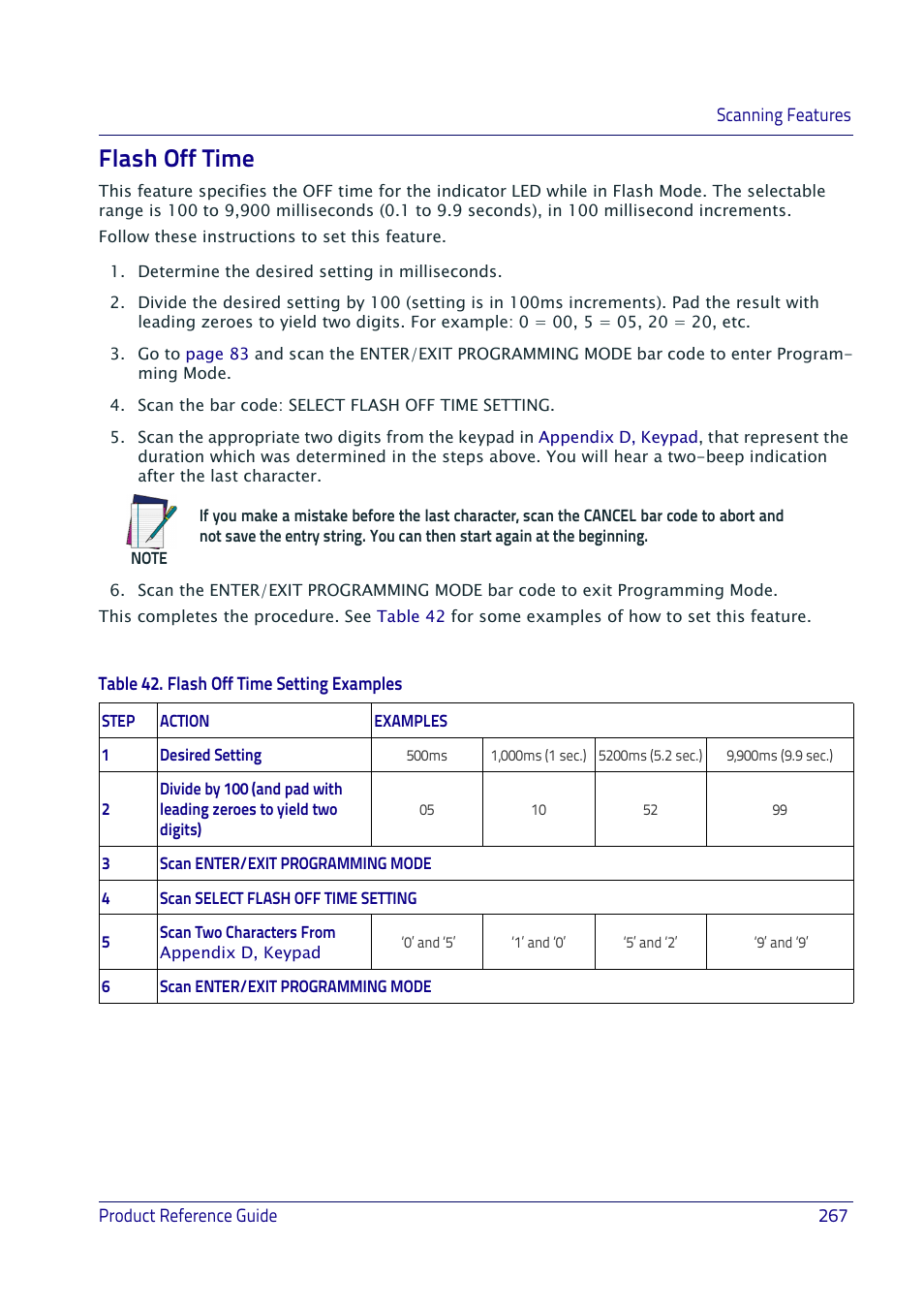 Flash off time | Datalogic QuickScan I QD2400 User Manual | Page 277 / 324