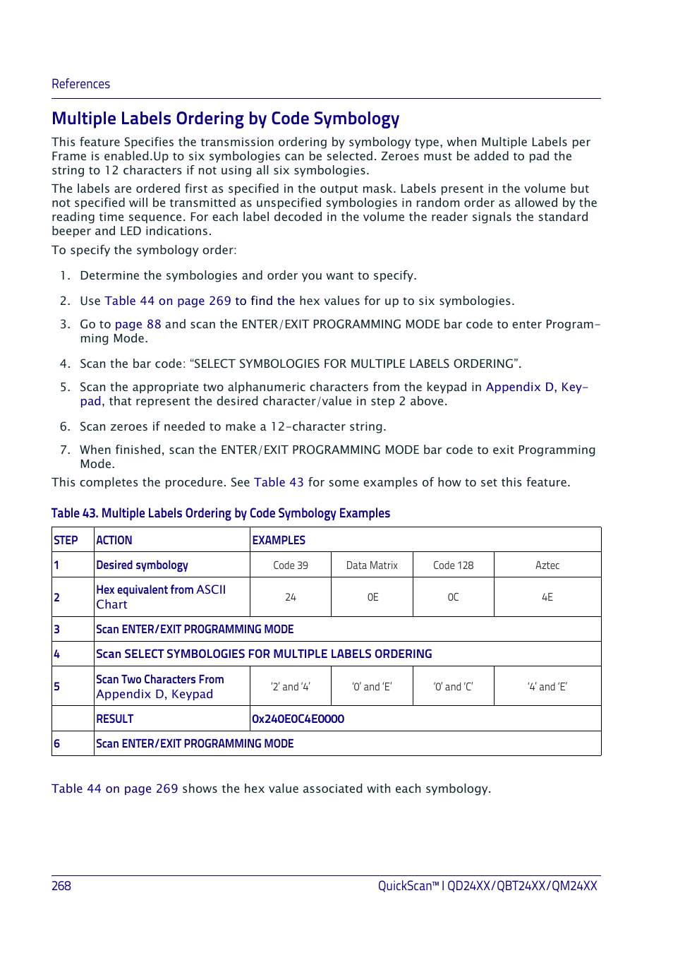 Multiple labels ordering by code symbology | Datalogic QuickScan I QD2400 User Manual | Page 278 / 324
