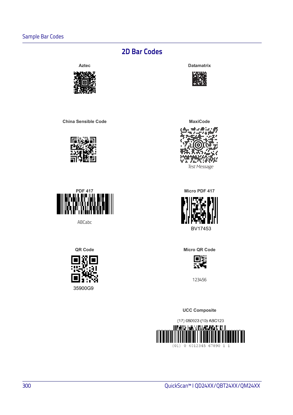 2d bar codes | Datalogic QuickScan I QD2400 User Manual | Page 310 / 324