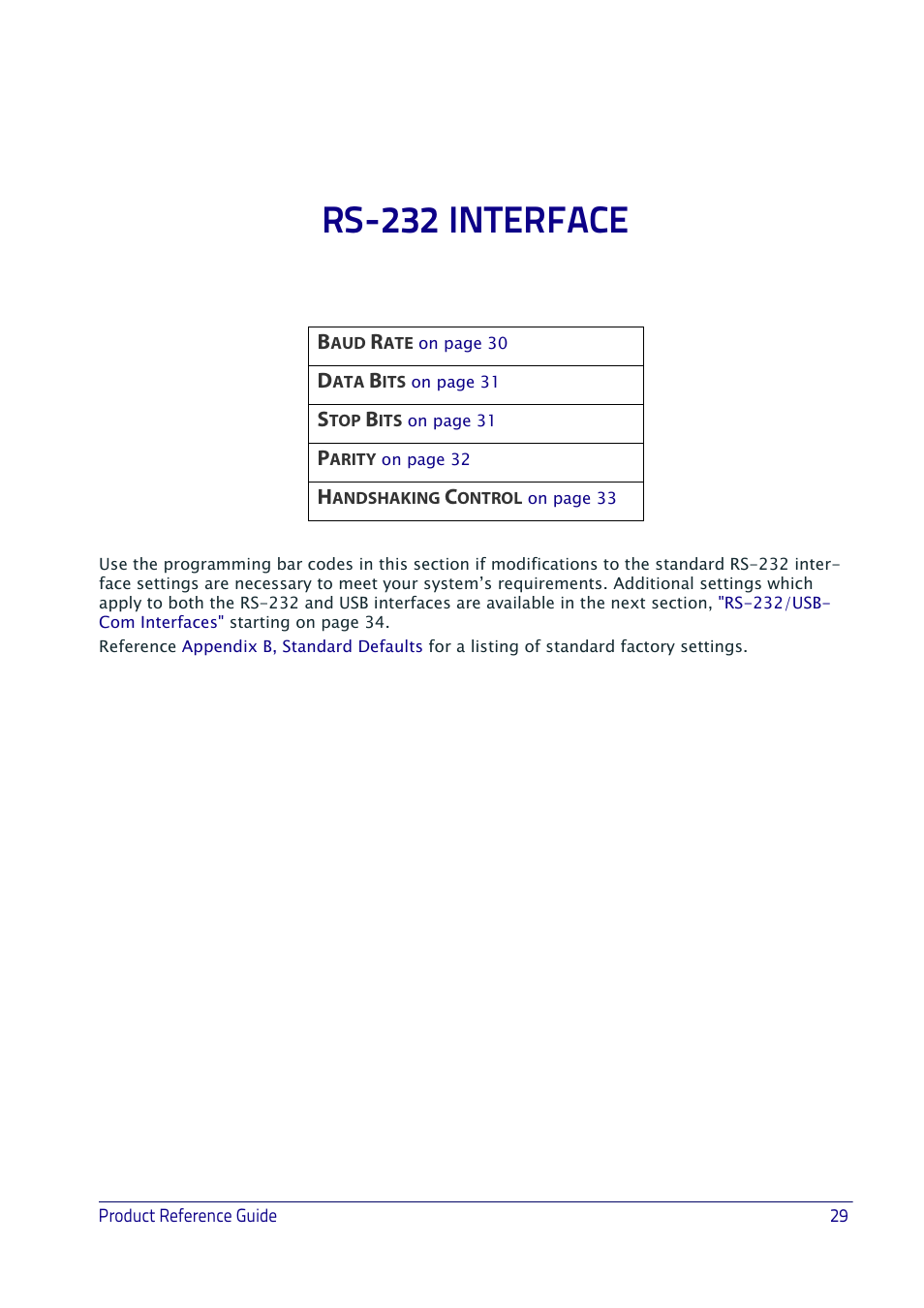 Rs-232 interface, Starting on | Datalogic QuickScan I QD2400 User Manual | Page 39 / 324