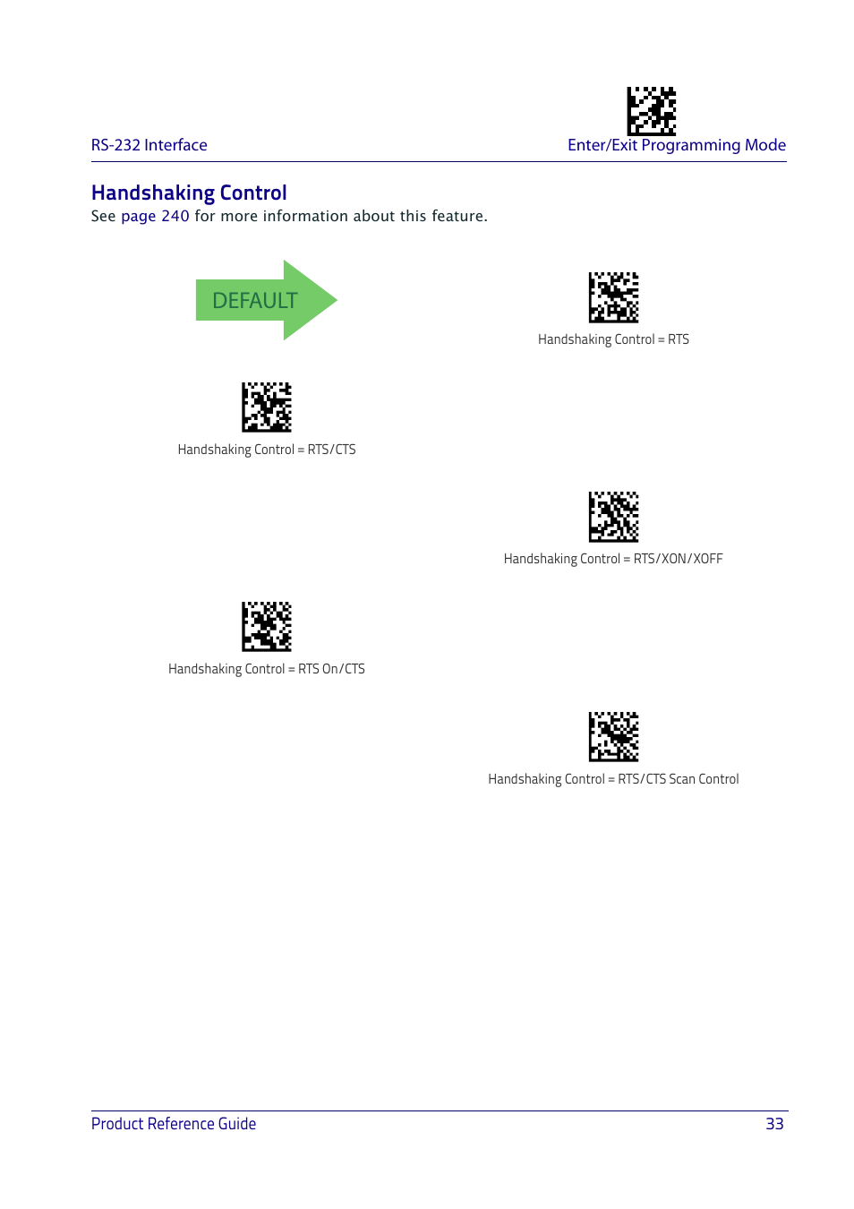 Handshaking control, Andshaking, Ontrol | Default | Datalogic QuickScan I QD2400 User Manual | Page 43 / 324