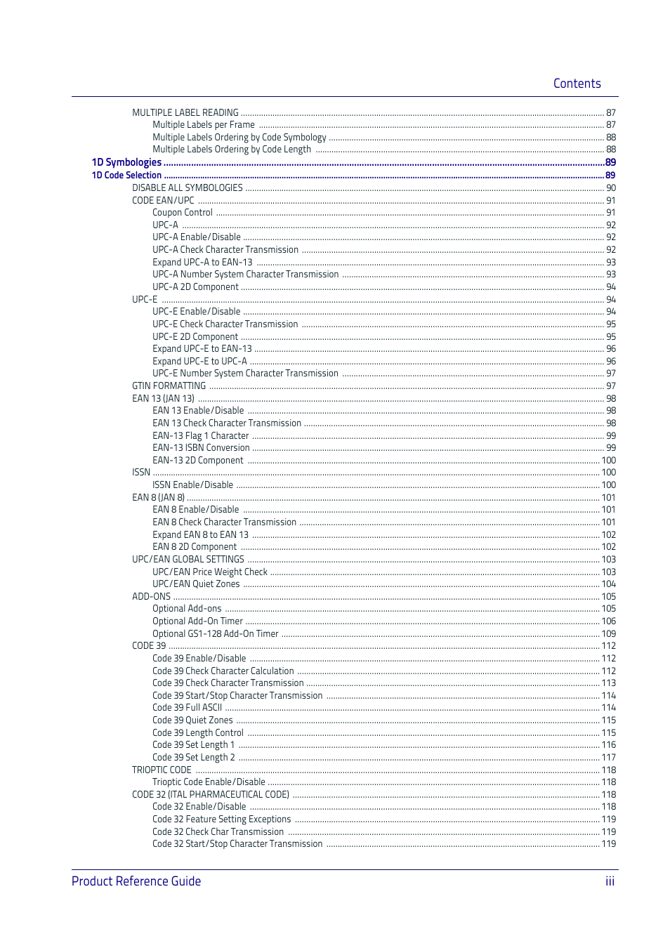 Contents product reference guide iii | Datalogic QuickScan I QD2400 User Manual | Page 5 / 324