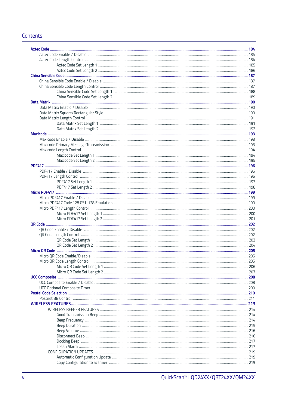 Datalogic QuickScan I QD2400 User Manual | Page 8 / 324