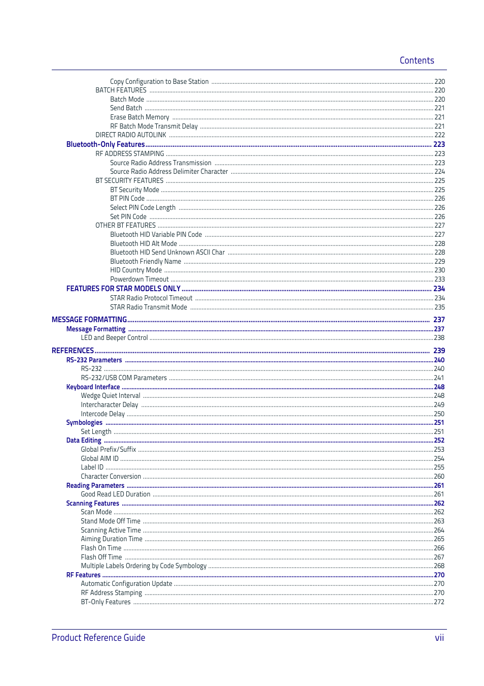 Contents product reference guide vii | Datalogic QuickScan I QD2400 User Manual | Page 9 / 324