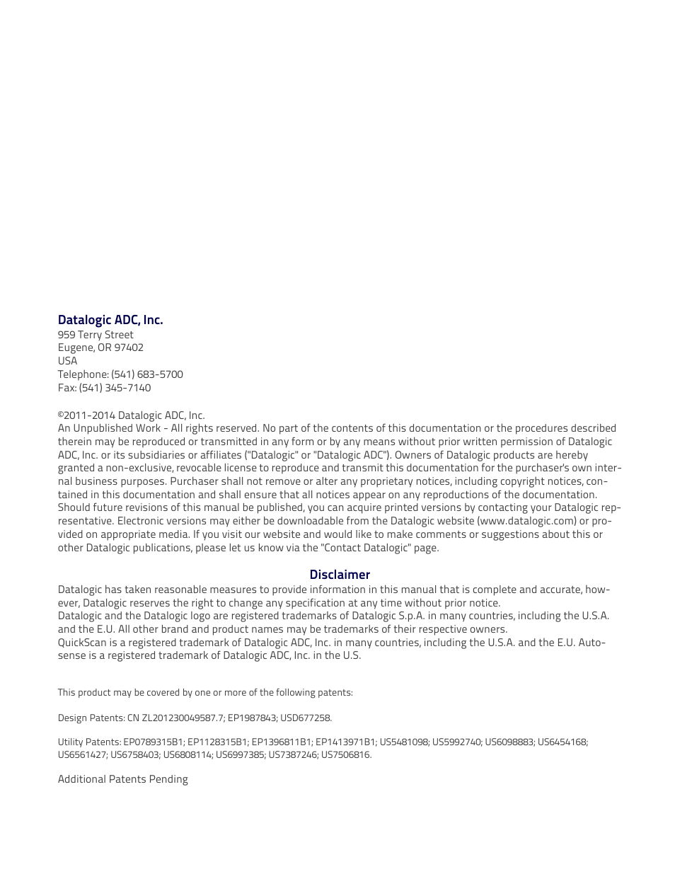 Datalogic QuickScan Lite QW2100 User Manual | Page 2 / 324