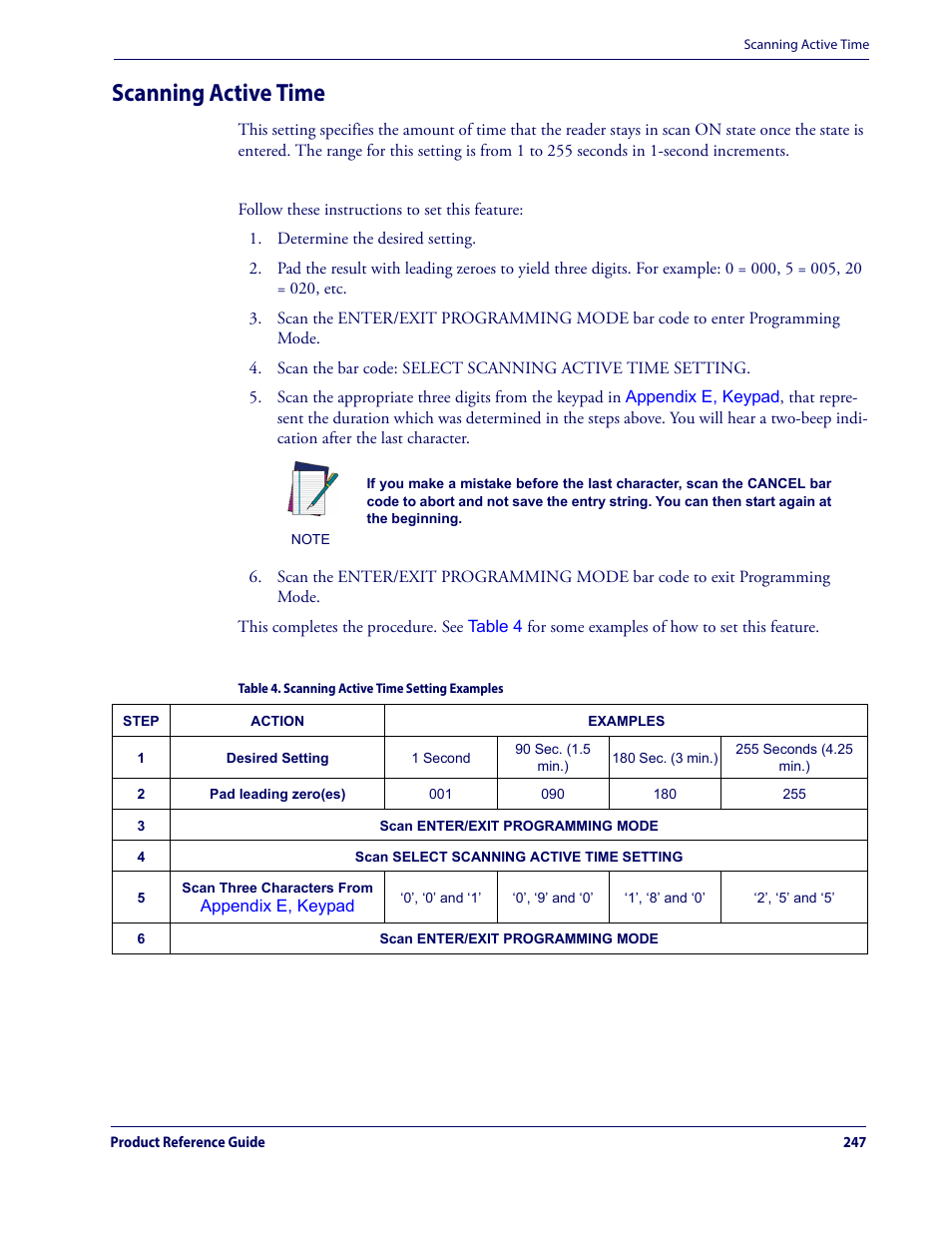 Scanning active time | Datalogic QuickScan Lite QW2100 User Manual | Page 257 / 324