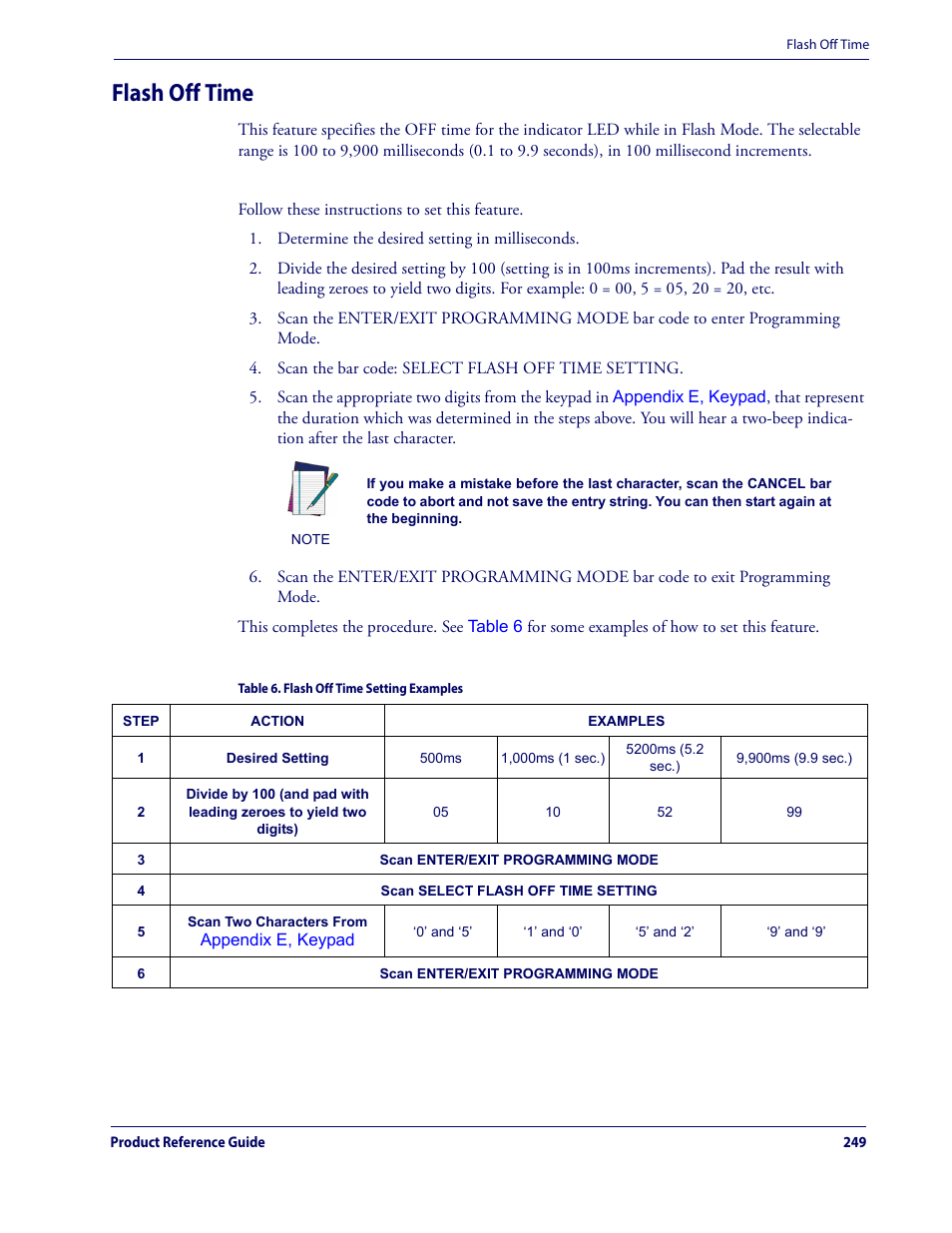 Flash off time | Datalogic QuickScan Lite QW2100 User Manual | Page 259 / 324