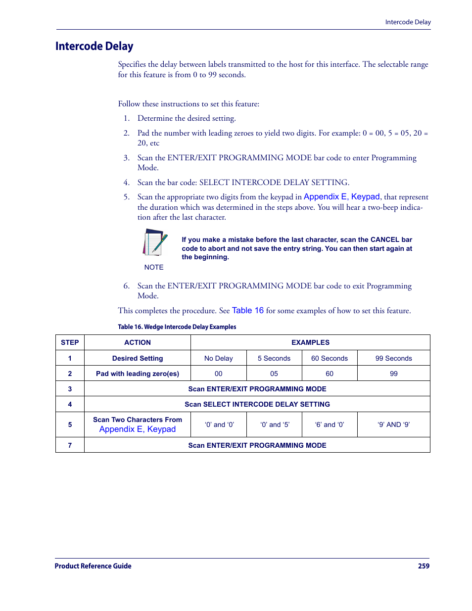 Intercode delay | Datalogic QuickScan Lite QW2100 User Manual | Page 269 / 324