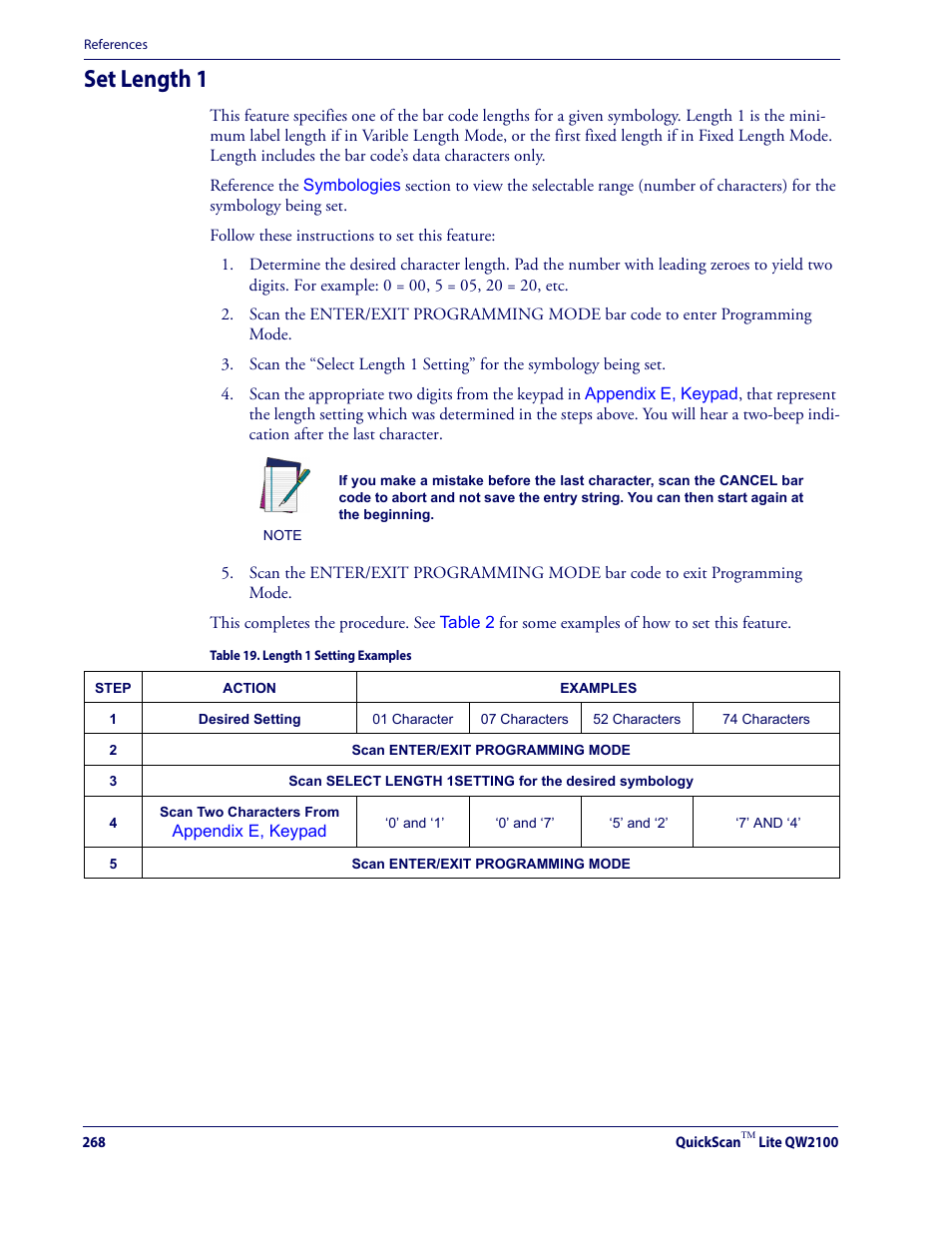 Set length 1, For mor, Set length 1 on | Datalogic QuickScan Lite QW2100 User Manual | Page 278 / 324