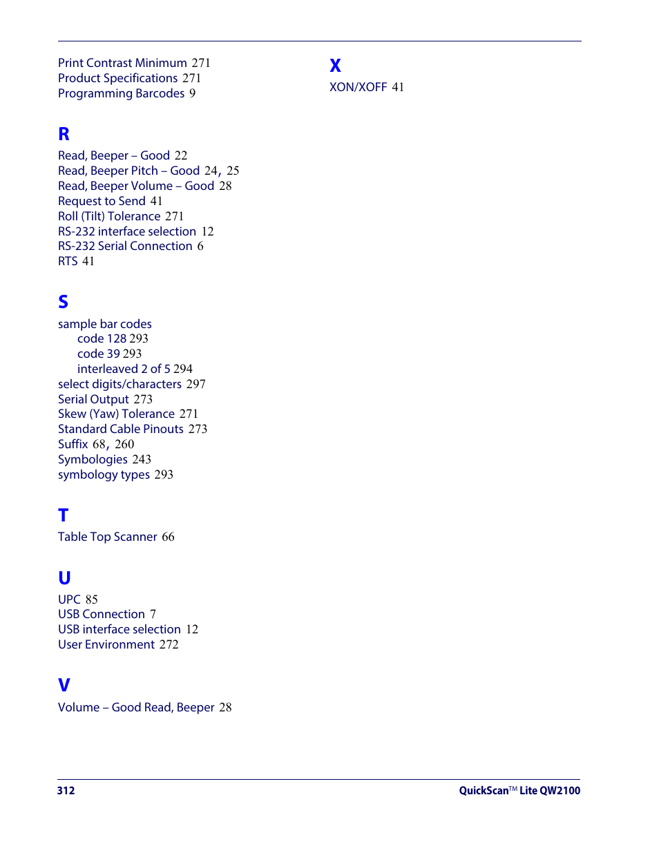 Datalogic QuickScan Lite QW2100 User Manual | Page 322 / 324